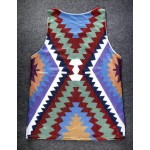 Burgundy Tribal Totem Ethnic Pattern Net Sleeveless Mens T-shirt Vest Sports Tank Top
